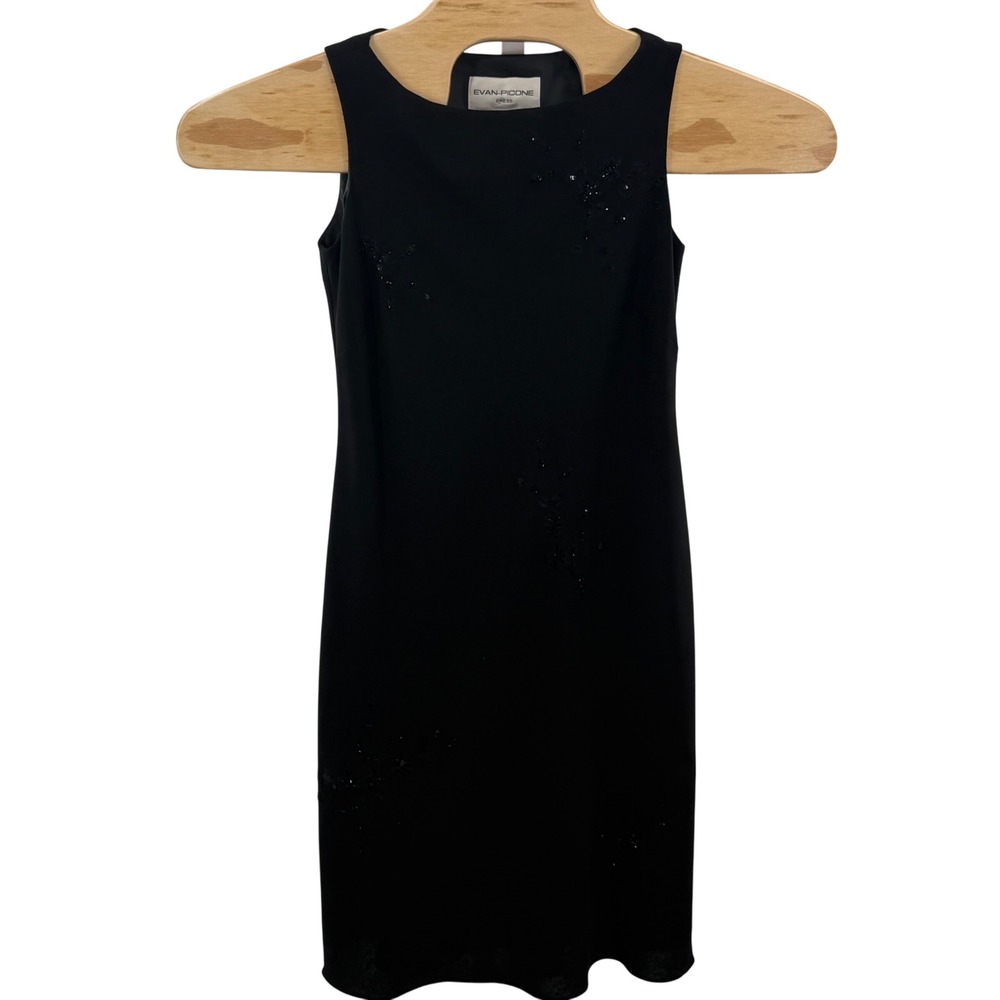 Evan-Picone Black Dress Sleeveless Sheath Cocktail Party Dress Size 4